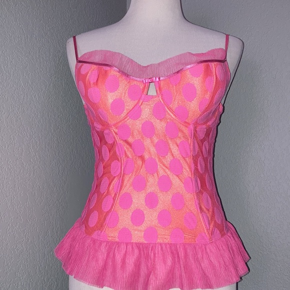 NWT Victoria’s Secret sexy little things polka dot corset pink orange 36C - Picture 2 of 7